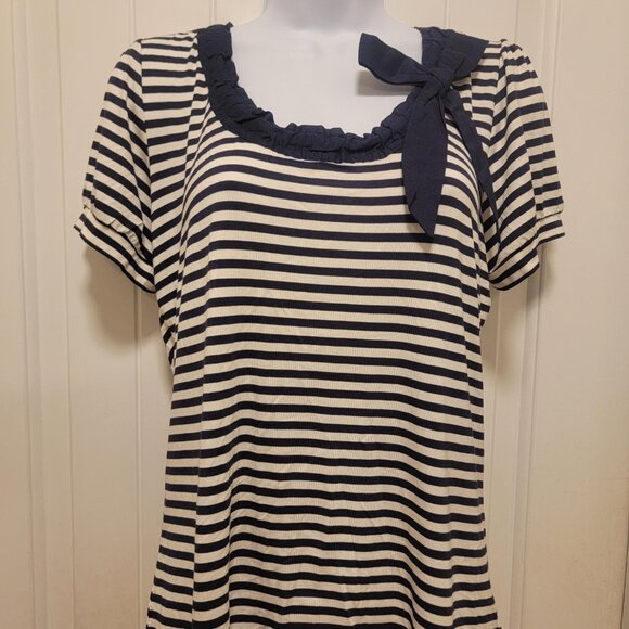 NWT Michael Kors Navy Blue and White Short Sleeve Shirt - Large - Picture 1 of 11